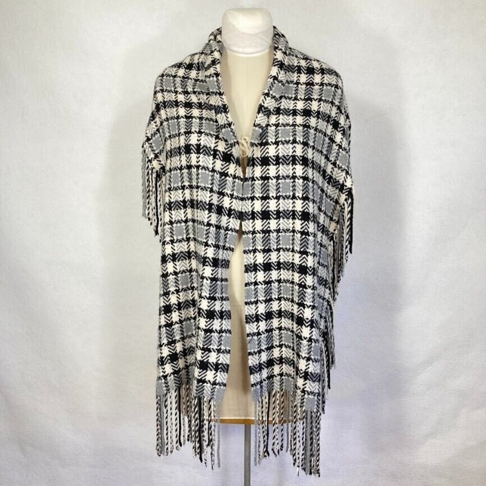 Soft Black And White Plaid Scarf Shawl Wrap Soft Winter Outdoor Academia Preppy